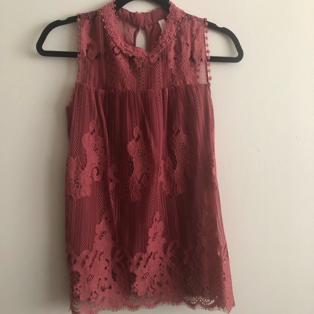 Pink Lace Tank Top